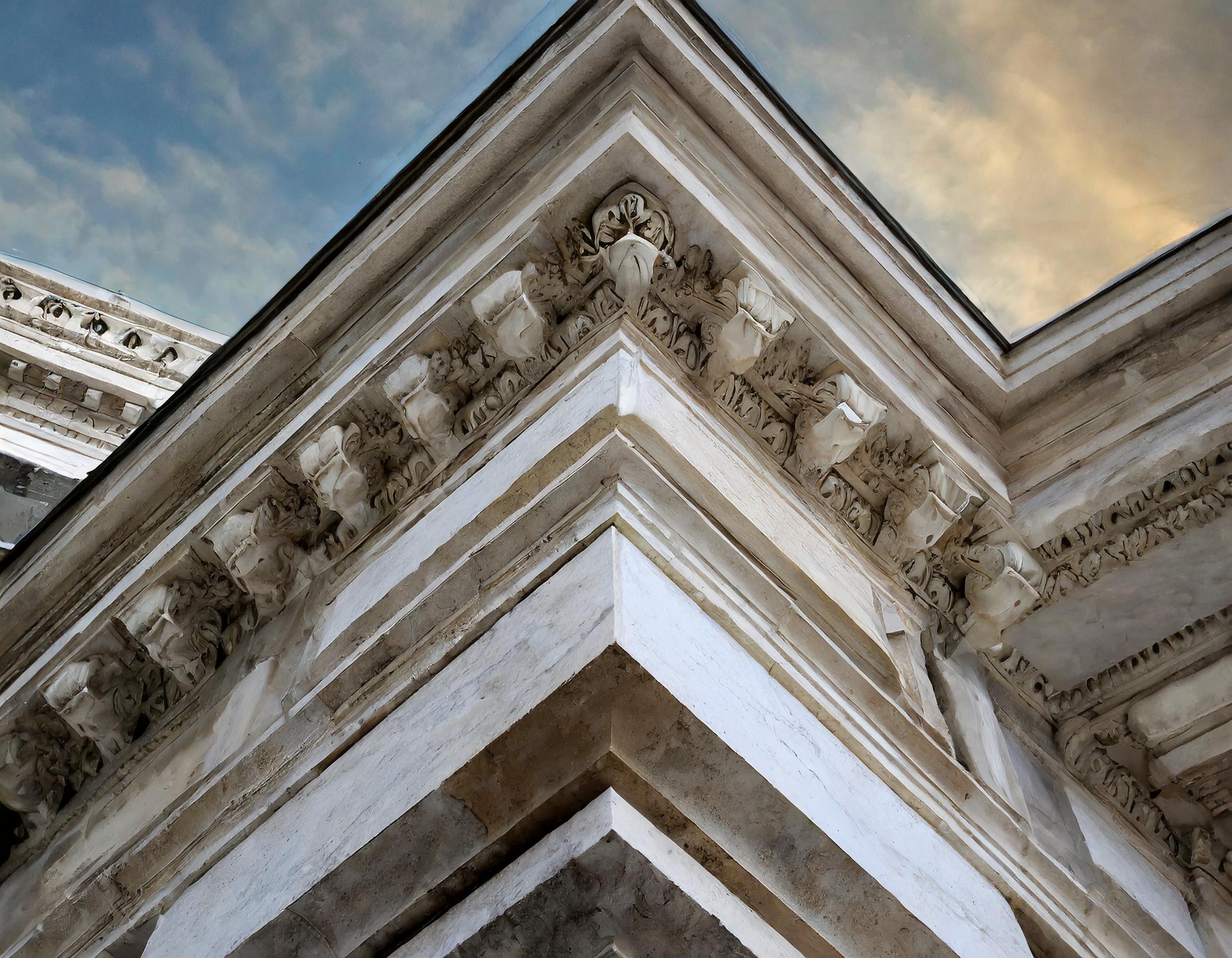 3D-gedruckter Prototyp eines modernen Geschäftszentrums, mit Fokus auf architektonische Details.